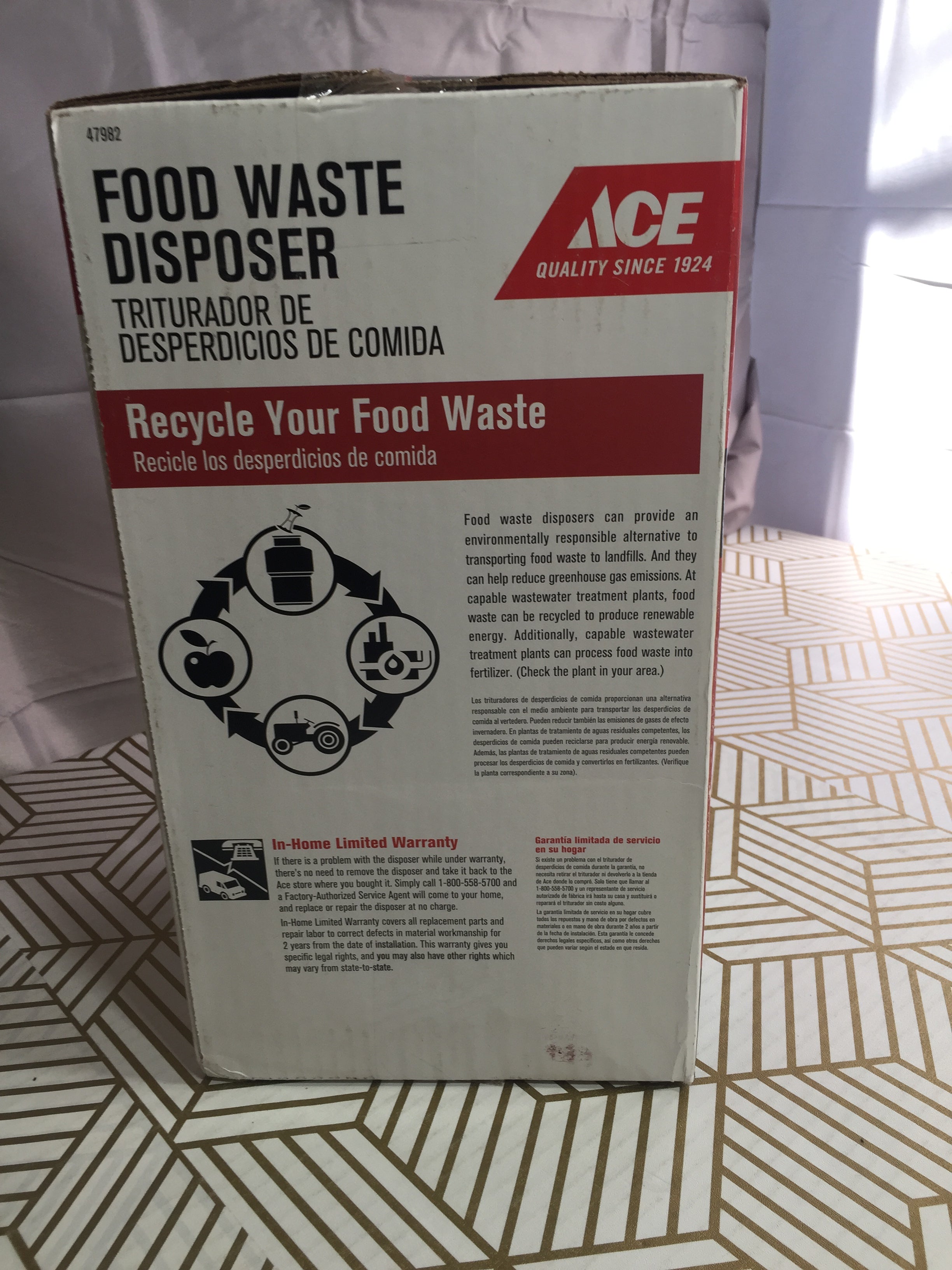 ACE Food Waste Garbage Disposal 1/2 HP Model 2000 - NEW (8026147291374)